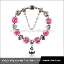 2015 Best selling fashion beads silver chain anchor bracelet